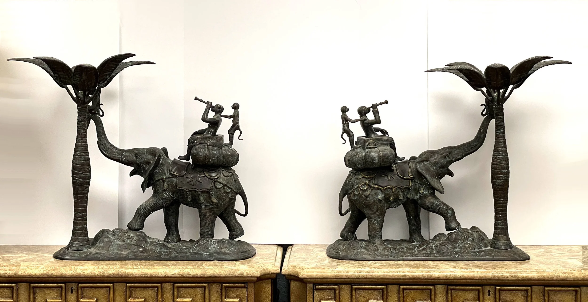 Encore Furniture Gallery-Maitland Smith Bronze Elephant, Monkey